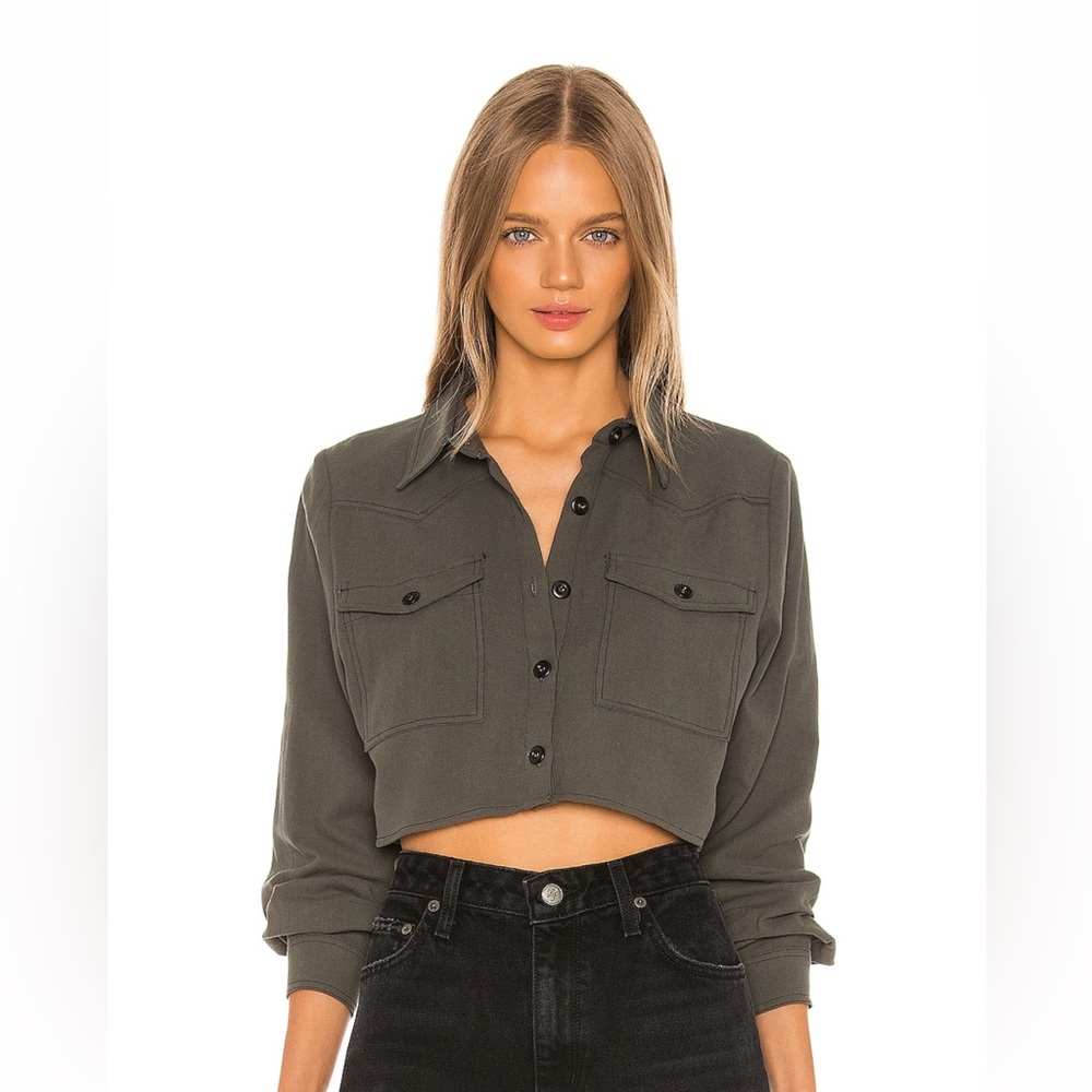 REVOLVE superdown green cropped shirt